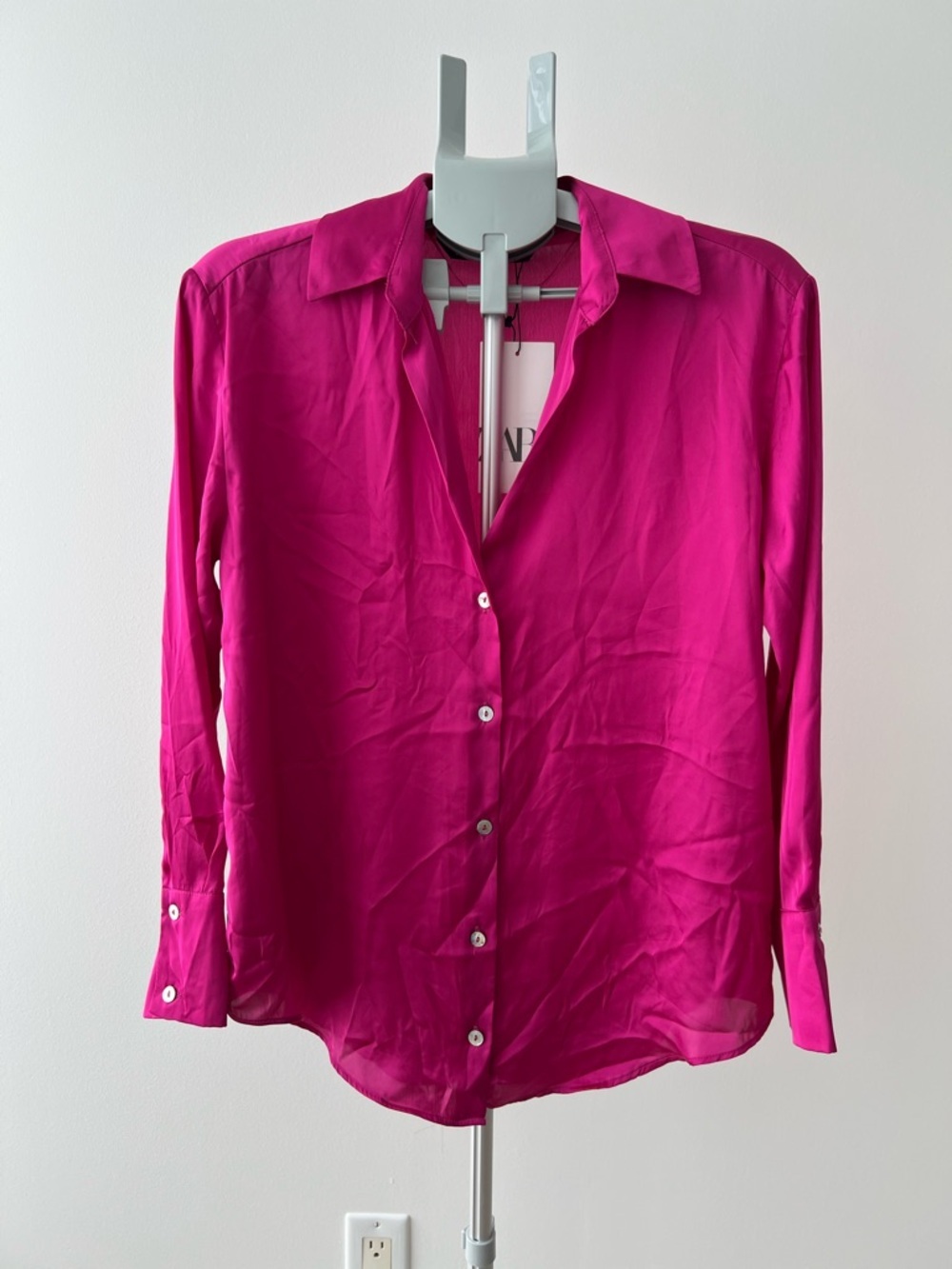 Zara Button-Front Long Sleeve Women’s XS Shirt - Fuchsia
